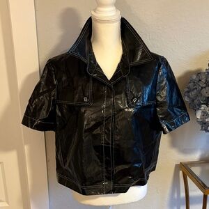 Lafayette 148 New York short sleeve black jacket or top.